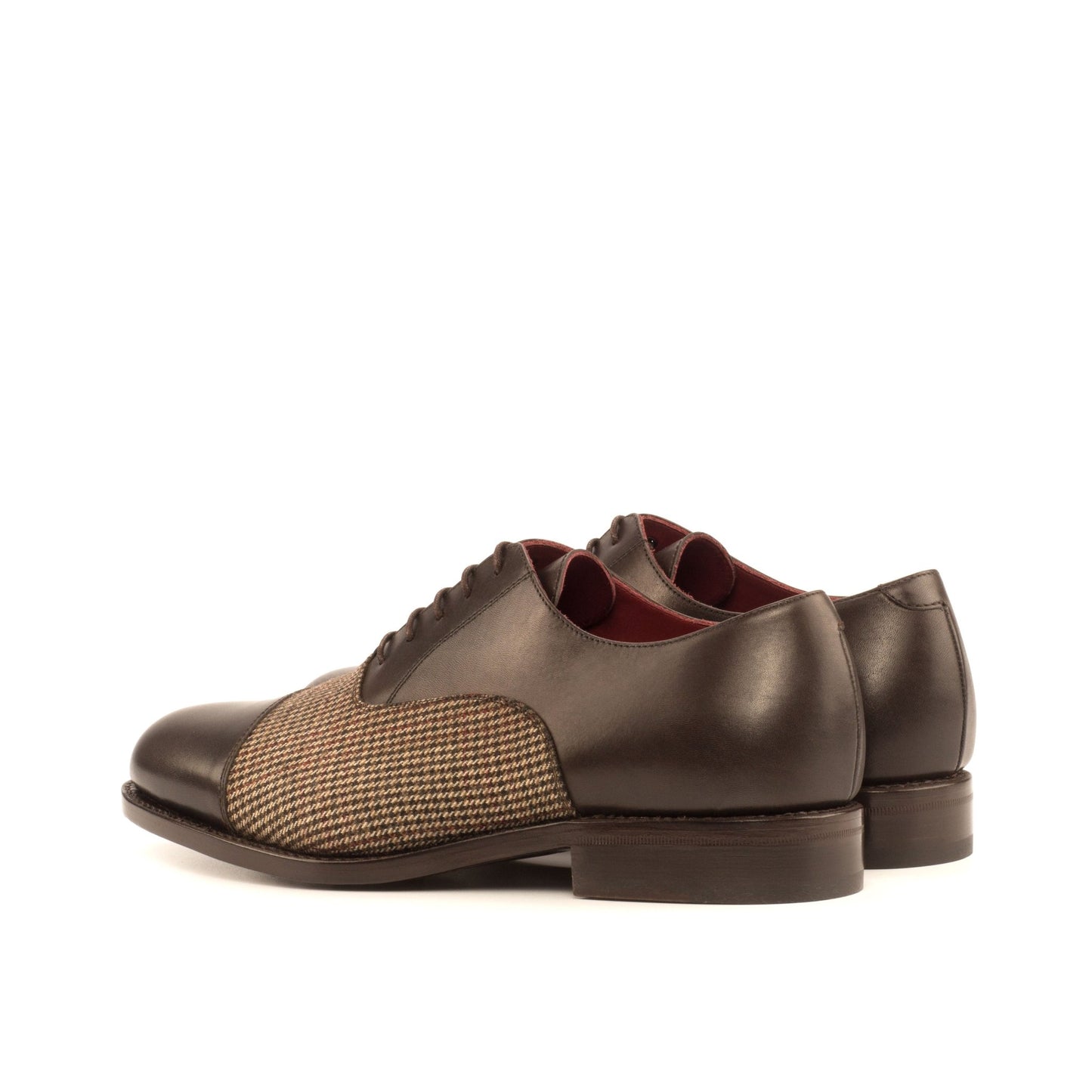 Cap Toe Oxford in Tweed and Dark Brown Calf - Zatorres | Free Shipping on orders over $200