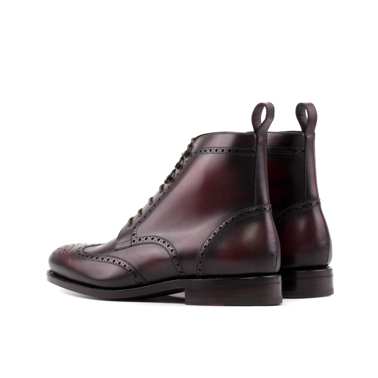 Full Brogue Boot in Burgundy Box Calf - Zatorres | Free Shipping on orders over $200