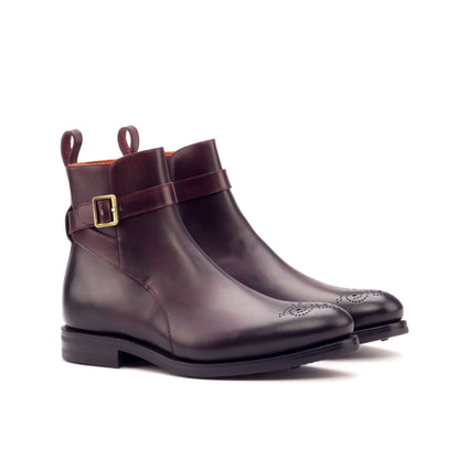 Jodhpur Boot in Burnished Burgundy Painted Box Calf, front three-quarter view
