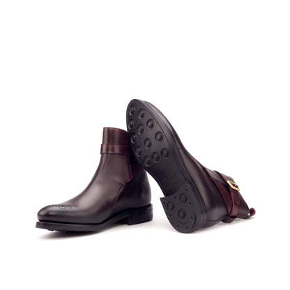 Jodhpur Boot in Burnished Burgundy Painted Box Calf showing black dainite rubber sole