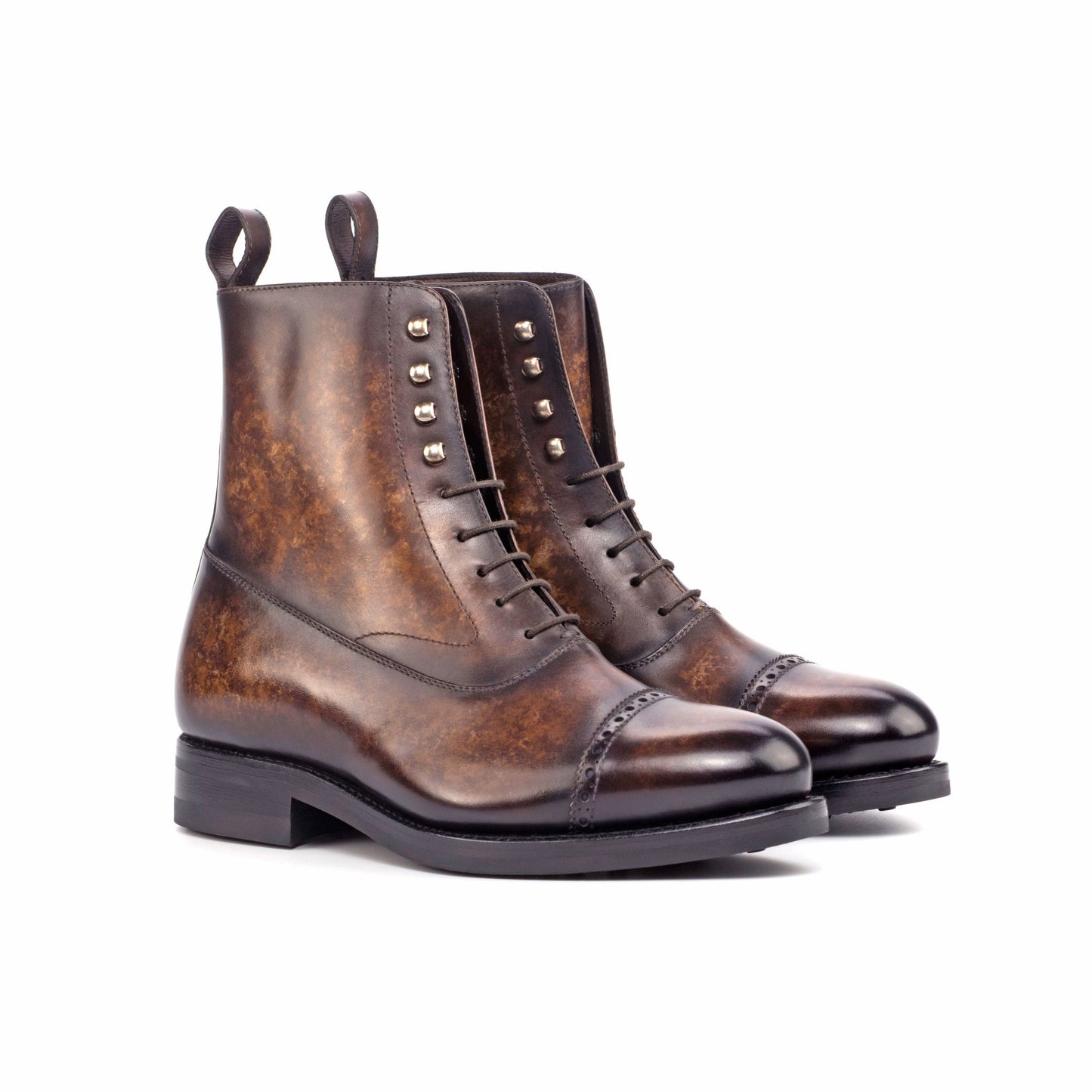 Balmoral Boot in Brown Marble Patina Box Calf - Zatorres | Free Shipping on orders over $200
