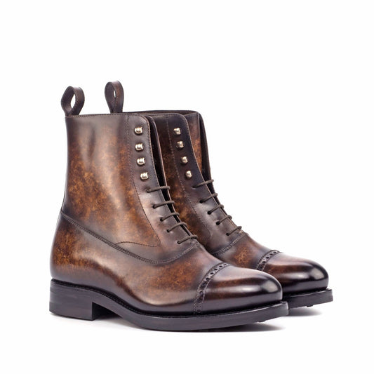 Balmoral Boot in Brown Marble Patina Box Calf - Zatorres | Free Shipping on orders over $200