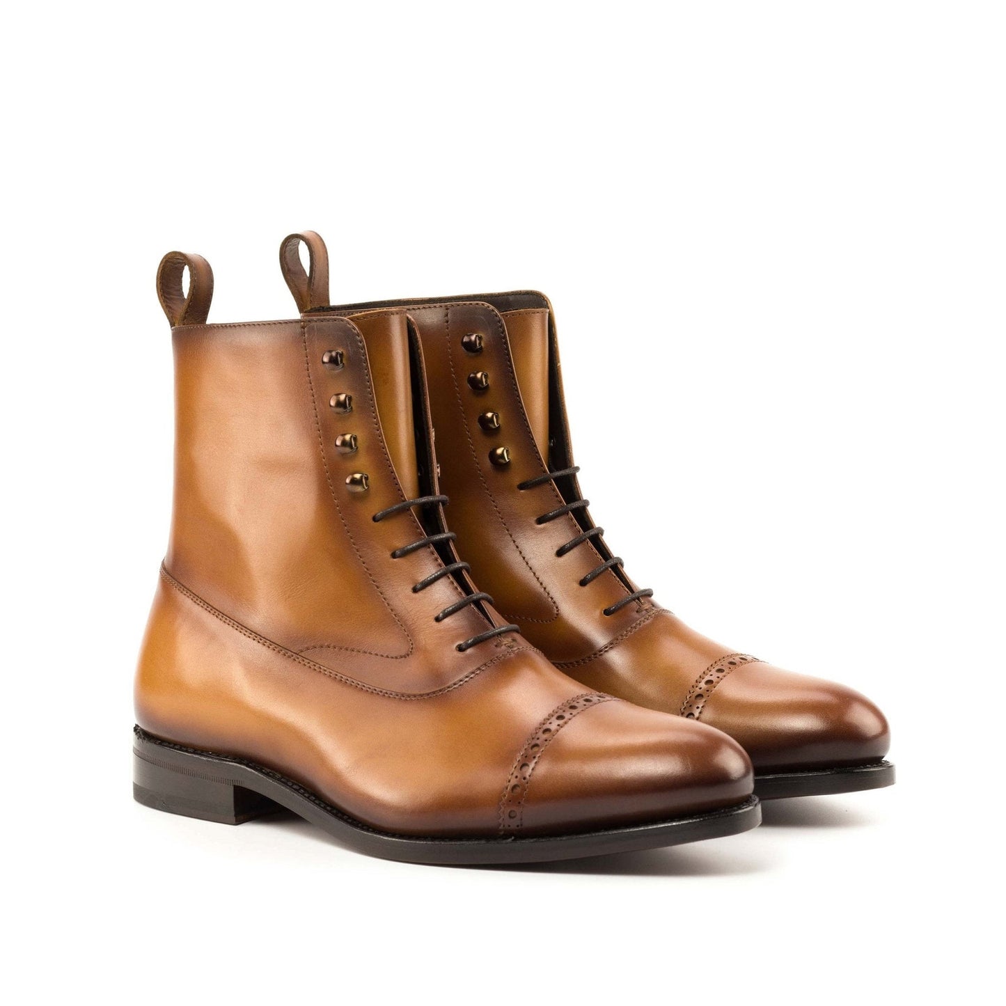 Balmoral Boot in Burnished Cognac Box Calf - Zatorres | Free Shipping on orders over $200