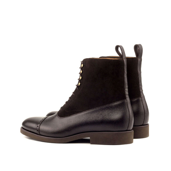 Balmoral Boot in Dark Brown Pebble Grain Box Calf and Dark Brown Suede - Zatorres | Free Shipping on orders over $300