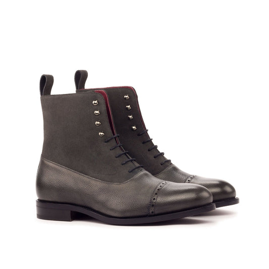 Balmoral Boot in Grey Suede and Gray Box Calf - Zatorres | Free Shipping on orders over $200