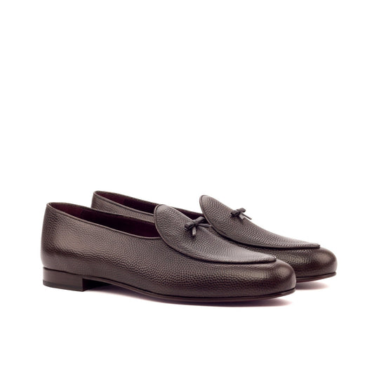 Belgian Slipper in Dark Brown Pebble Grain Calf - Zatorres | Free Shipping on orders over $200