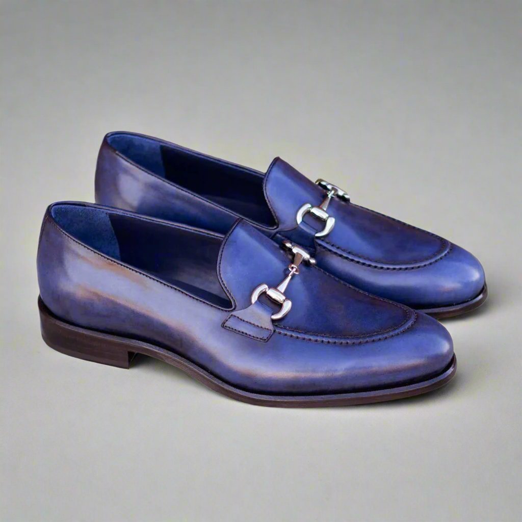 Bit Loafer in Denim Patina Box Calf - Zatorres | Free Shipping on orders over $300
