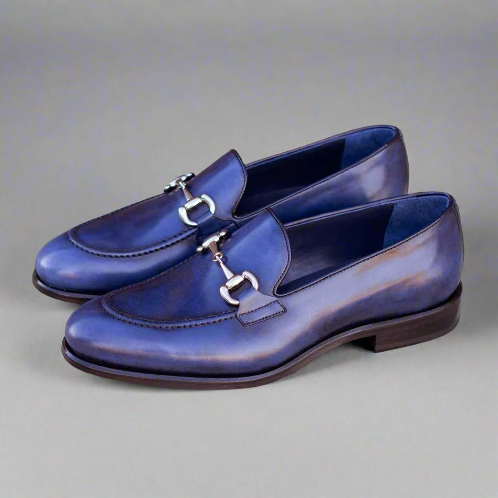 Bit Loafer in Denim Patina Box Calf - Zatorres | Free Shipping on orders over $300