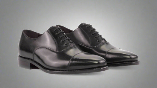 Cap Toe Oxford in Black Box Calf - Zatorres | Free Shipping on orders over $200