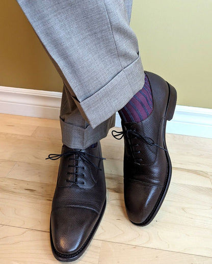 Cap Toe Oxford in Dark Brown Pebble Grain - Zatorres | Free Shipping on orders over $200