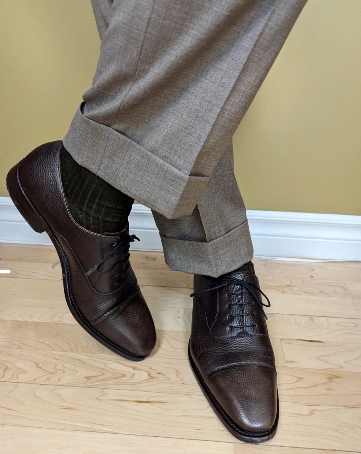 Cap Toe Oxford in Dark Brown Pebble Grain - Zatorres | Free Shipping on orders over $200