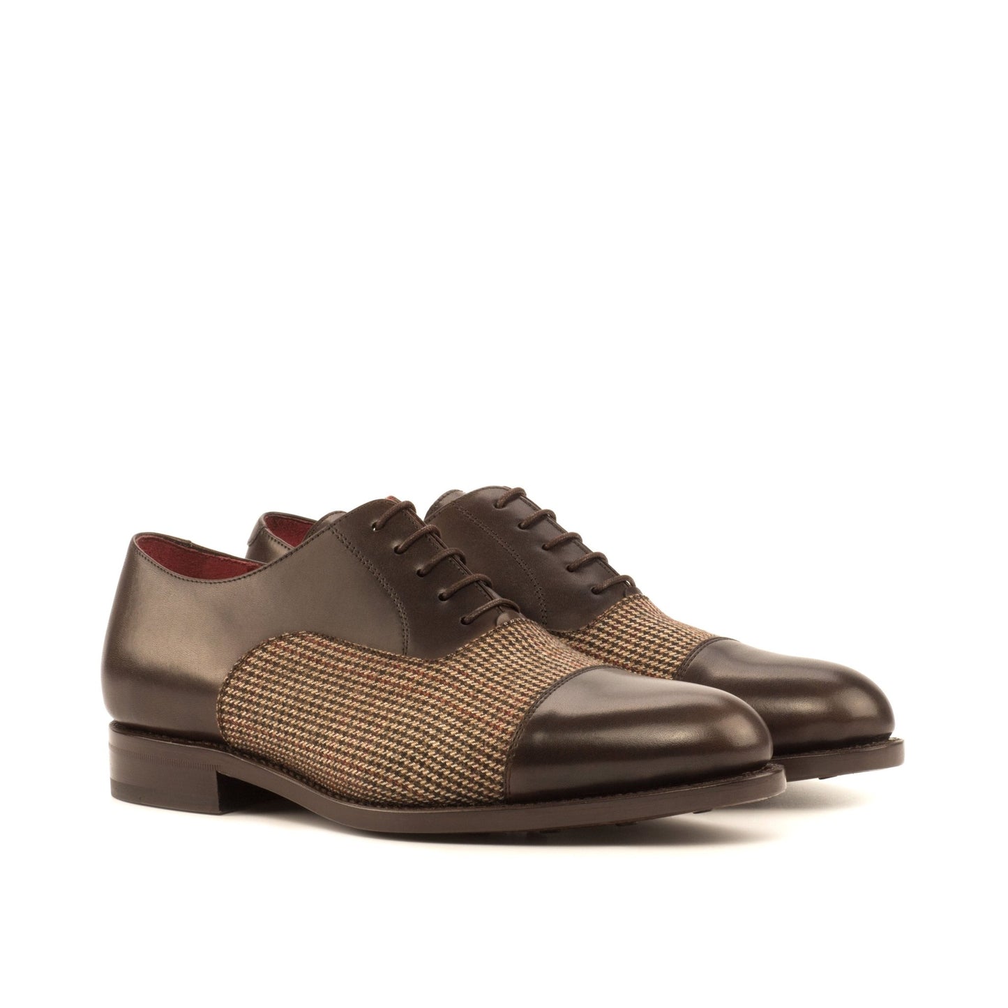 Cap Toe Oxford in Tweed and Dark Brown Calf - Zatorres | Free Shipping on orders over $200