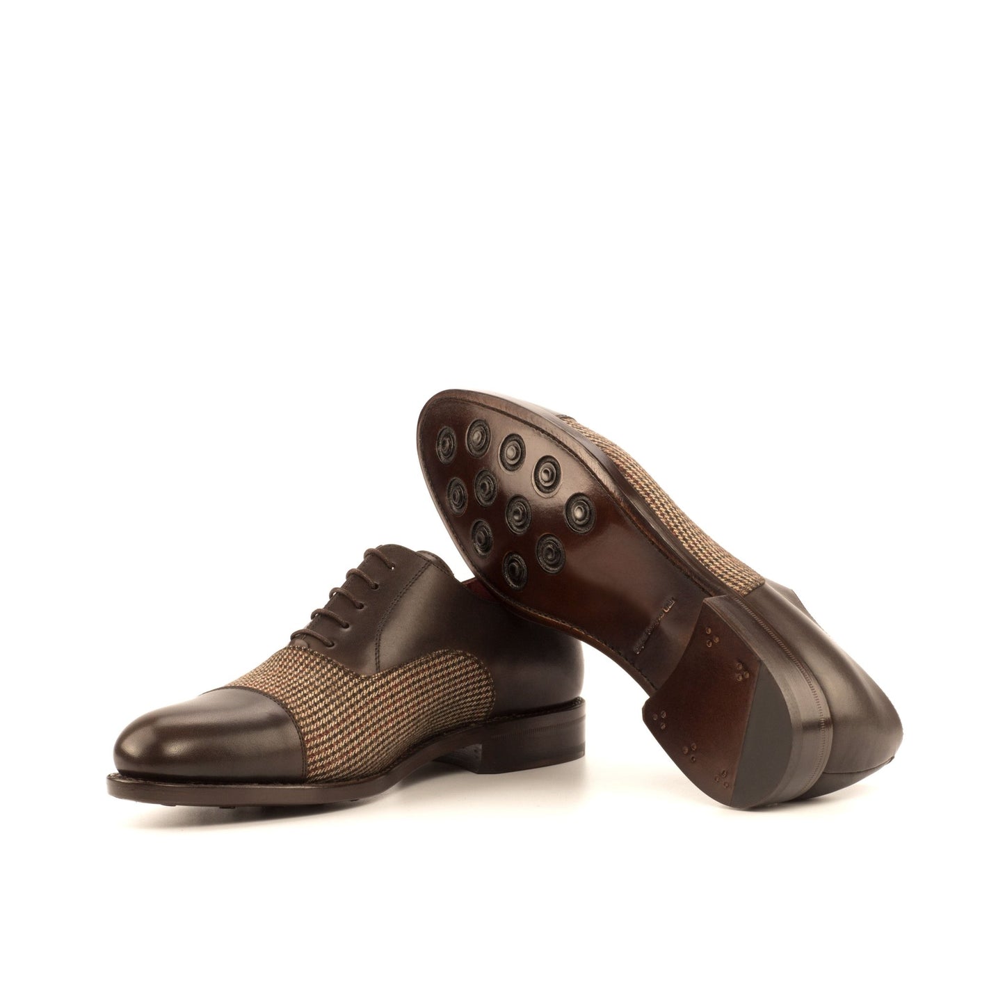 Cap Toe Oxford in Tweed and Dark Brown Calf - Zatorres | Free Shipping on orders over $200