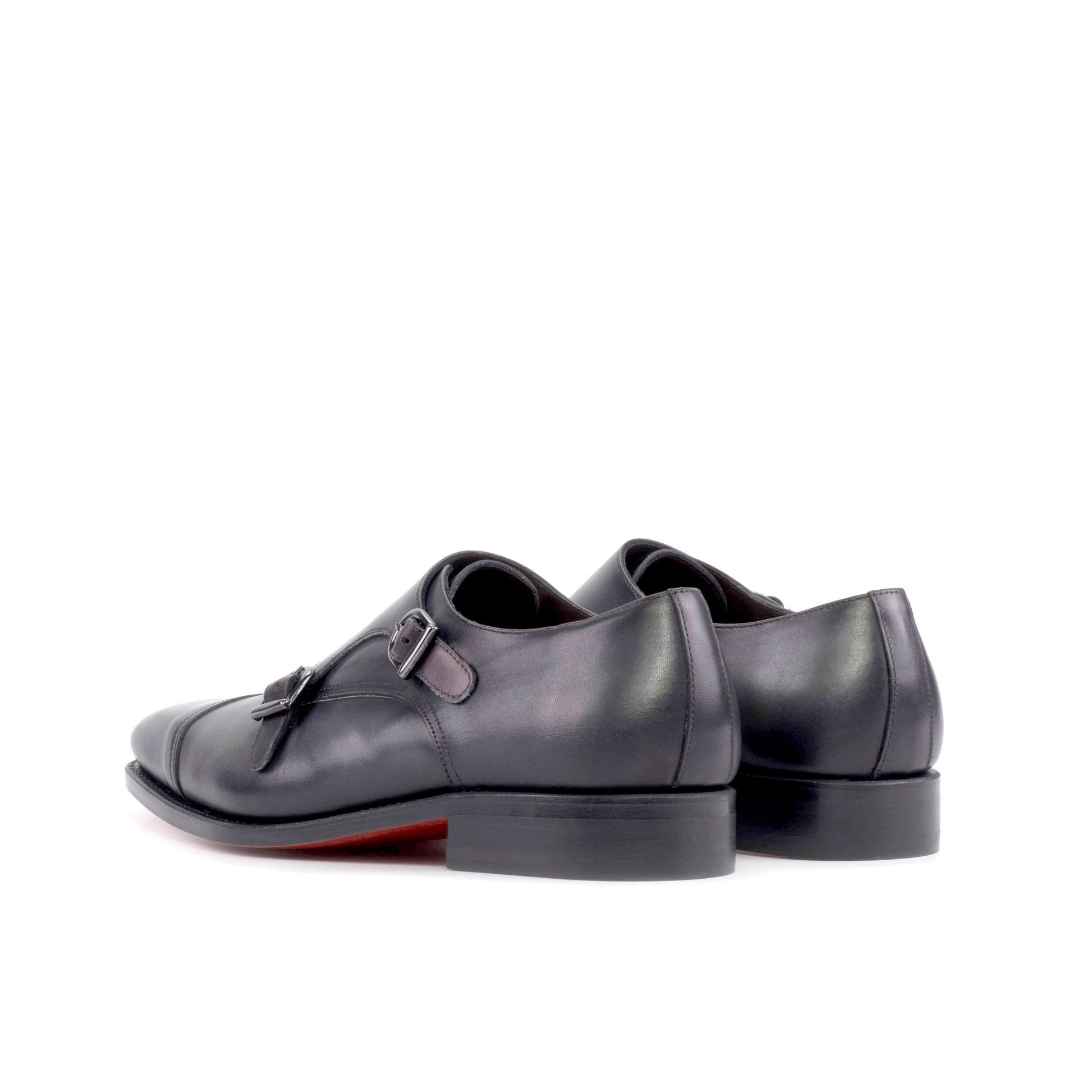 Double Monk Strap in Grey Box Calf - Zatorres | Free Shipping on orders over $200