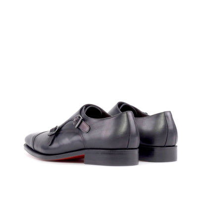Double Monk Strap in Grey Box Calf - Zatorres | Free Shipping on orders over $200