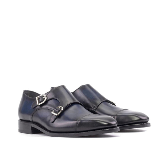 Double Monk Strap in Navy Box Calf - Zatorres | Free Shipping on orders over $200