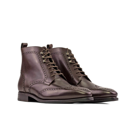 Full Brogue Boot in Burgundy Box Calf - Zatorres | Free Shipping on orders over $200