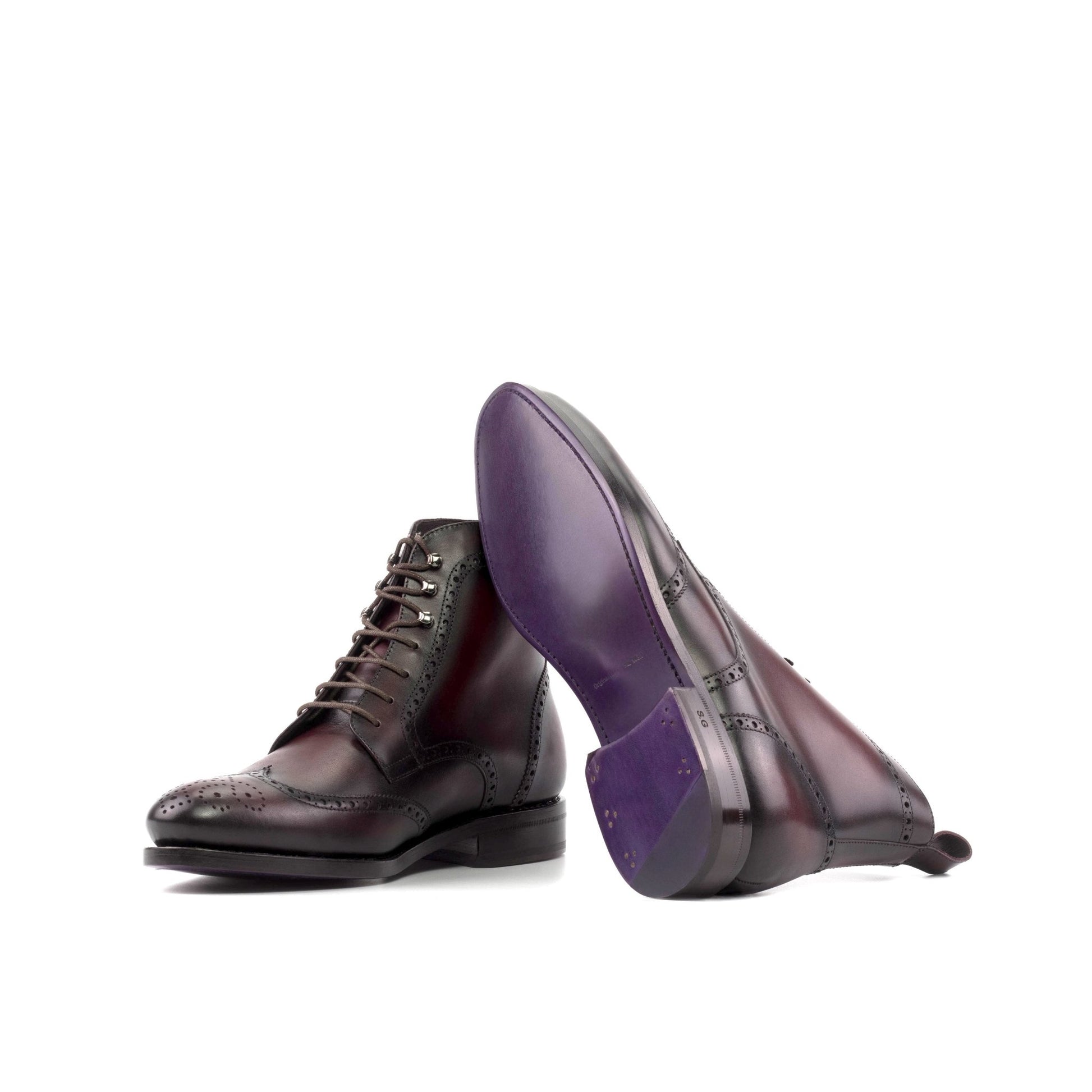 Full Brogue Boot in Burgundy Box Calf - Zatorres | Free Shipping on orders over $200