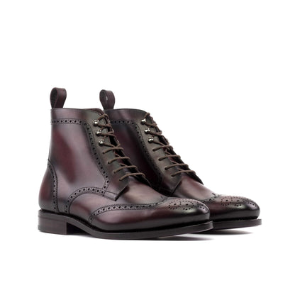 Full Brogue Boot in Burgundy Box Calf - Zatorres | Free Shipping on orders over $200