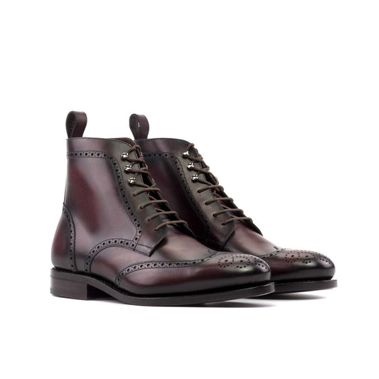 Full Brogue Boot in Burgundy Box Calf - Zatorres | Free Shipping on orders over $200