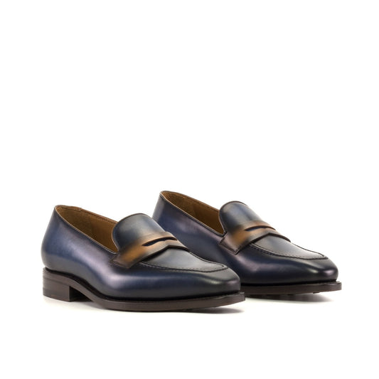 Penny Loafer in Cognac and Navy Calf - Zatorres | Free Shipping on orders over $200