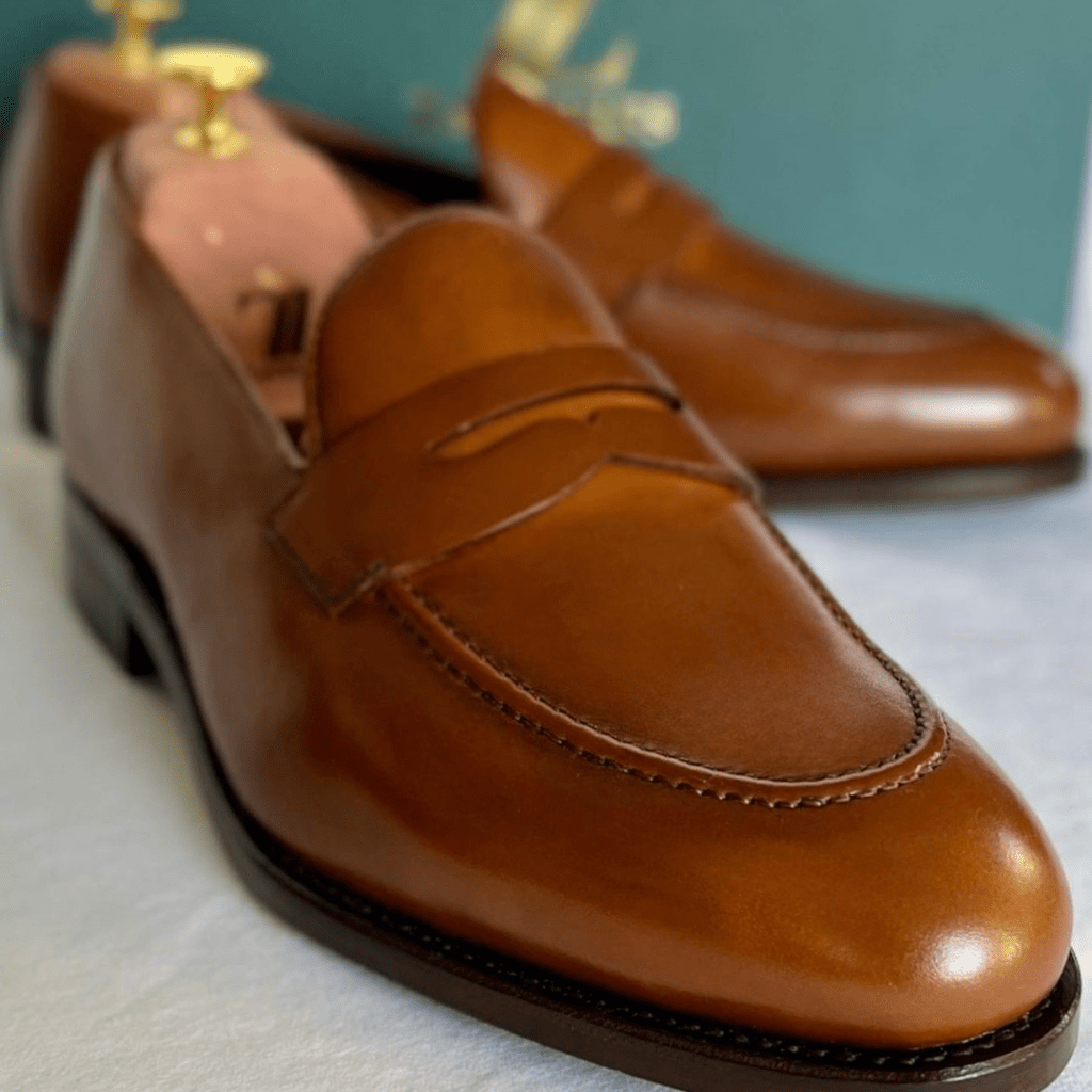 Penny Loafer in Medium Brown Box Calf - Zatorres | Free Shipping on orders over $300