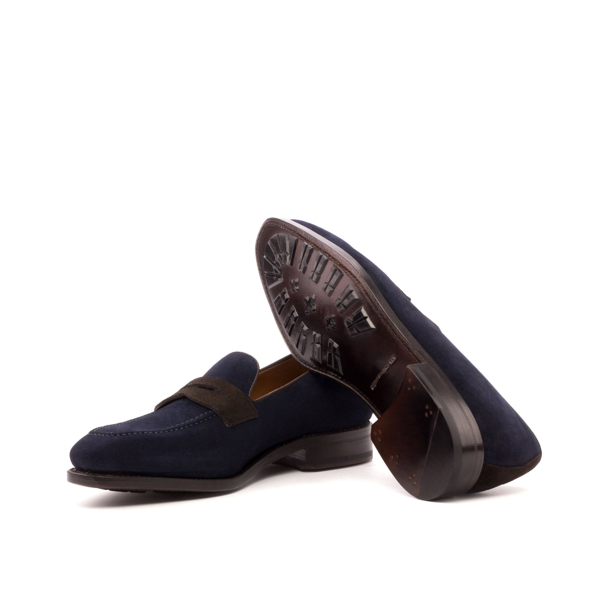 Penny Loafer in Navy and Brown Suede - Zatorres | Free Shipping on orders over $200