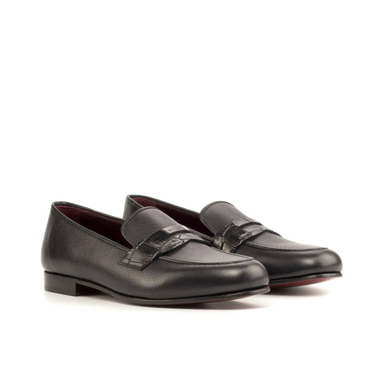 Santiago Slipper in Black Full Grain and Croco - Zatorres | Free Shipping on orders over $200