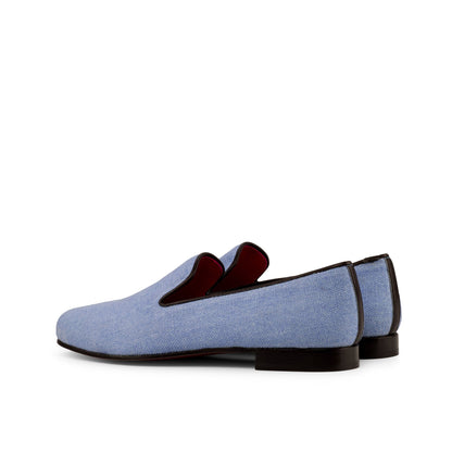 Santiago Slipper in Blue Linen - Zatorres | Free Shipping on orders over $200