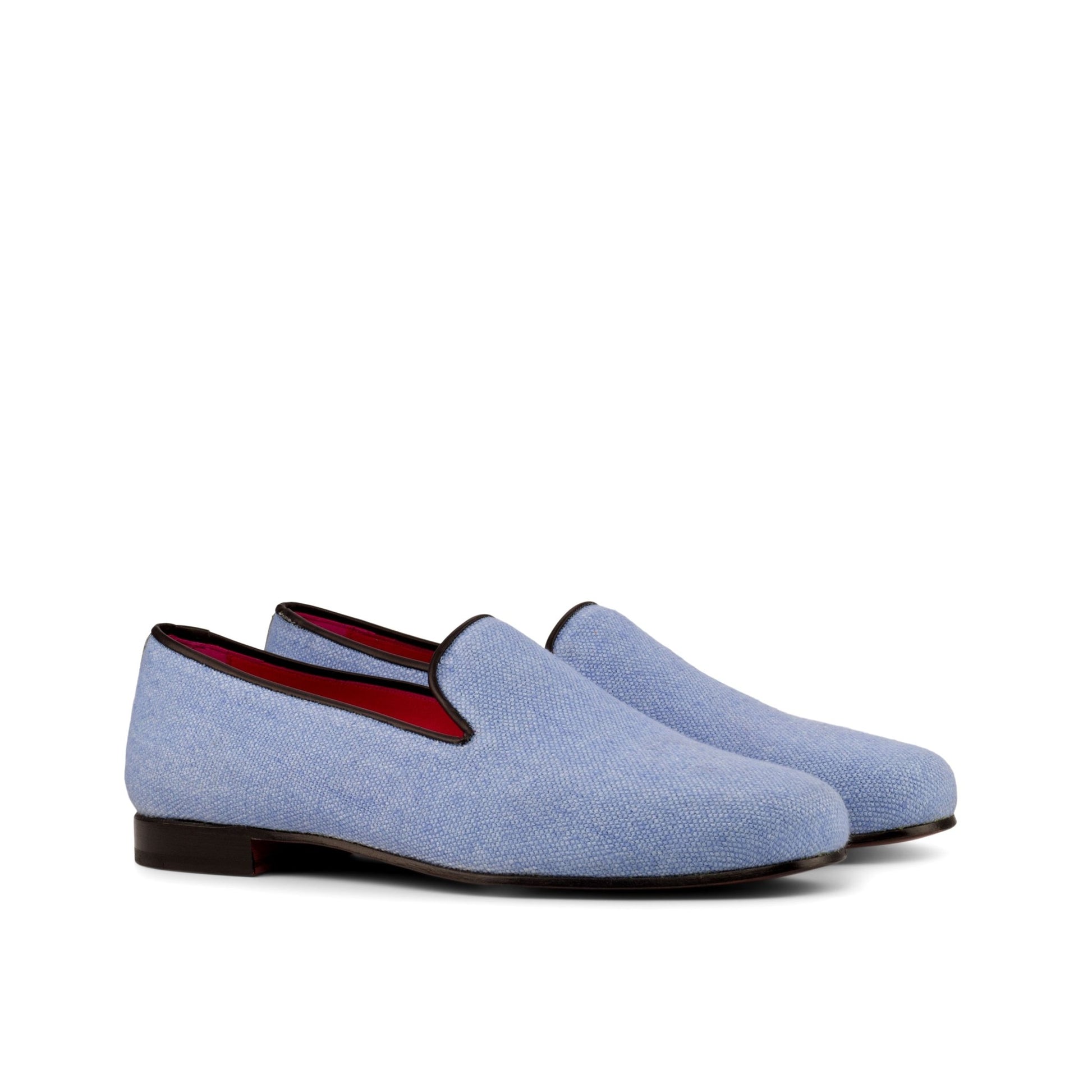 Santiago Slipper in Blue Linen - Zatorres | Free Shipping on orders over $200
