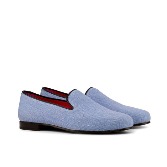 Santiago Slipper in Blue Linen - Zatorres | Free Shipping on orders over $200