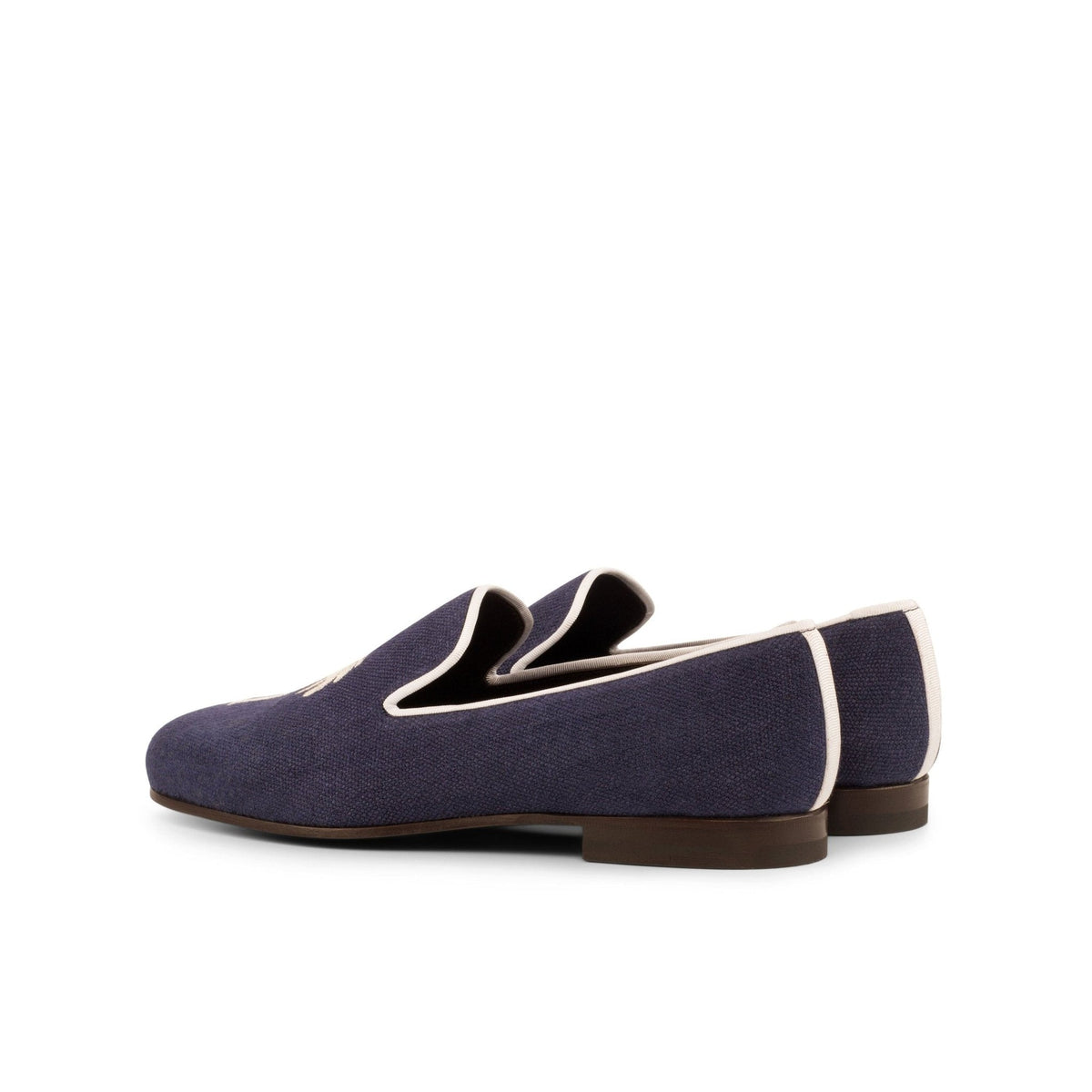 Santiago Slipper in Navy Linen - Zatorres | Free Shipping on orders over $300