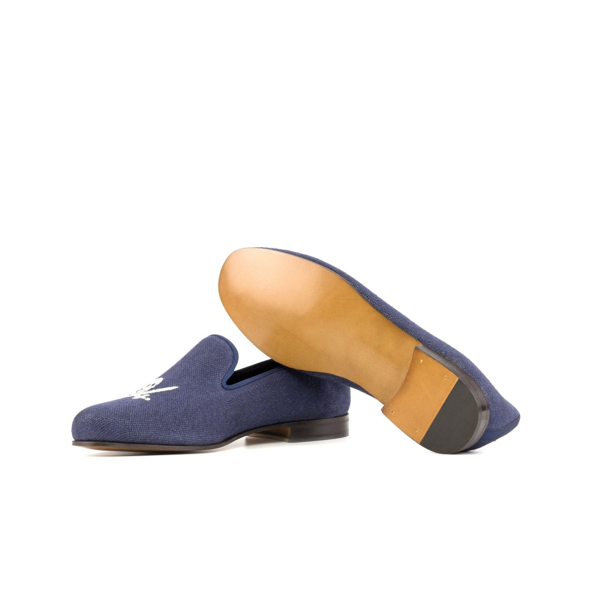 Santiago Slipper in Navy Linen - Zatorres | Free Shipping on orders over $300
