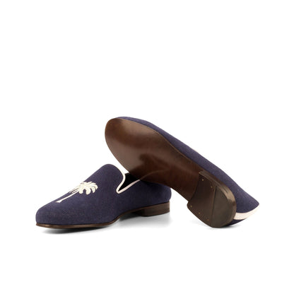 Santiago Slipper in Navy Linen - Zatorres | Free Shipping on orders over $300