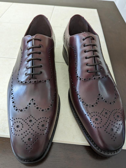 Wholecut Brogue in Burgundy Box Calf - Zatorres | Free Shipping on orders over $200