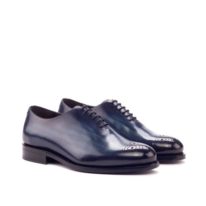 Wholecut Oxford in Denim Patina Box Calf, front three-quarter view