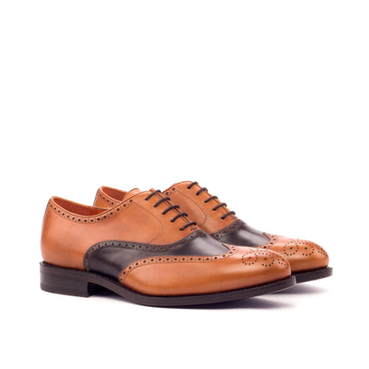 Wingtip Oxford in Cognac Painted Box Calf and Dark Brown Painted Box Calf, front three-quarter view