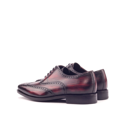 Wingtip Oxford in Burgundy Patina Box Calf and Burgundy Marble Patina Box Calf, rear three-quarter view