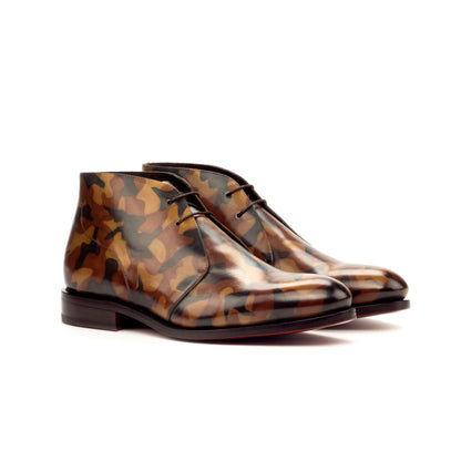 Chukka Boot in Brown Camo Patina Box Calf, front three-quarter view