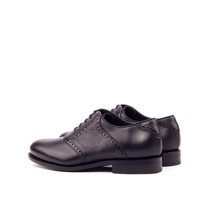Saddle Shoe in Black Painted Box Calf and Black Painted Full-Grain Box Calf, rear three-quarter view