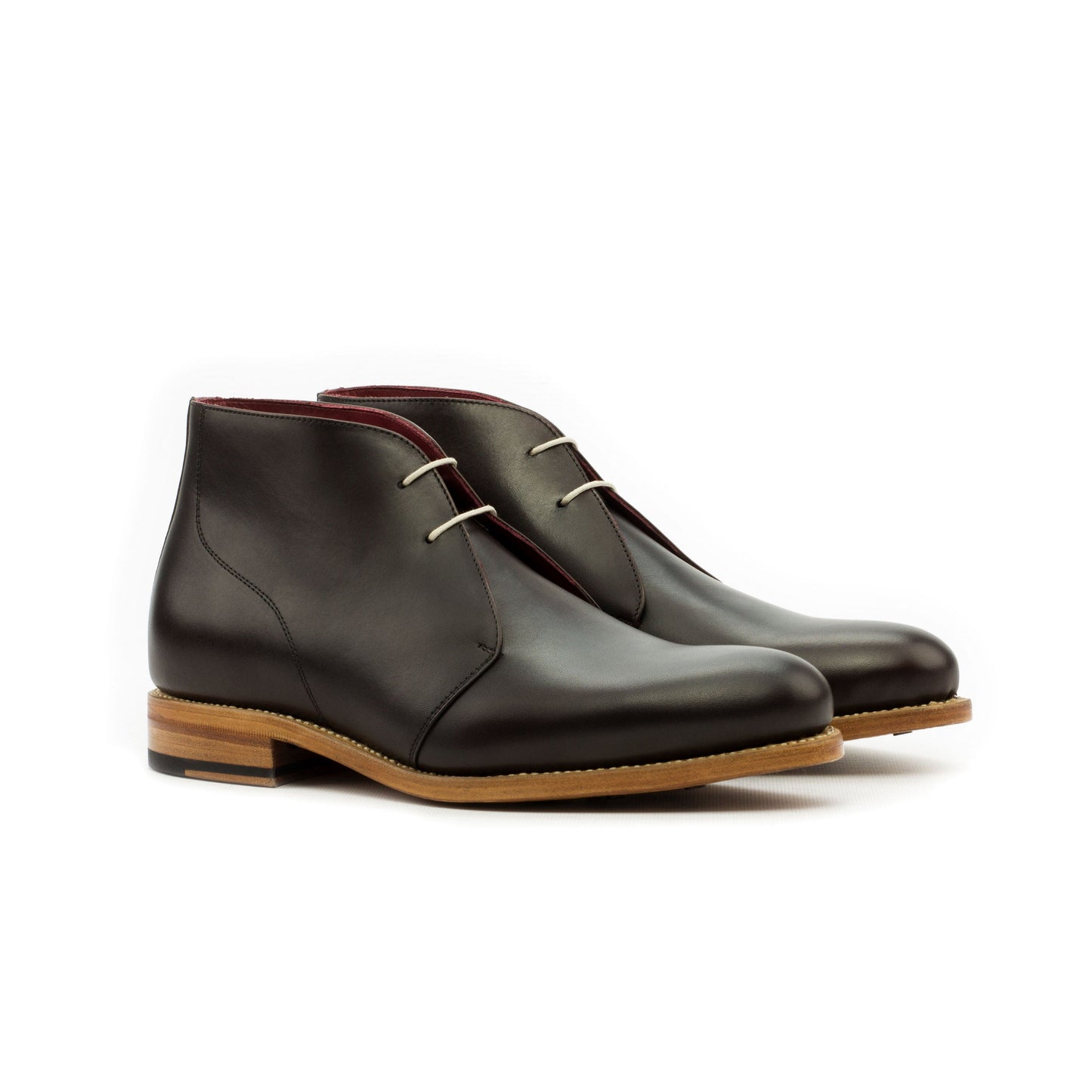 Chukka Boot in Dark Brown Box Calf, front three-quarter view