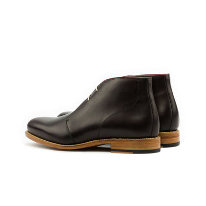 Chukka Boot in Dark Brown Box Calf, rear three-quarter view