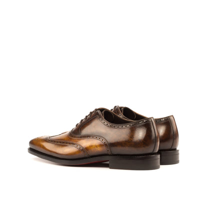 Wingtip Oxford in Cognac Marble Patina Box Calf and Brown Marble Patina Box Calf, rear three-quarter view