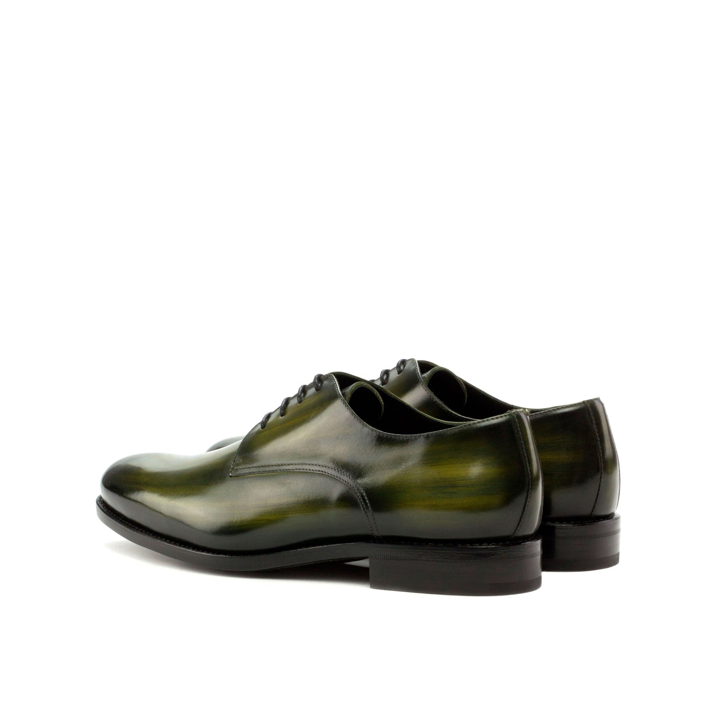Derby in Khaki Patina Box Calf, rear three-quarter view