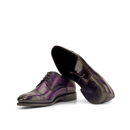 Derby in Purple Marble Patina Box Calf and Purple Patina Box Calf showing black leather sole