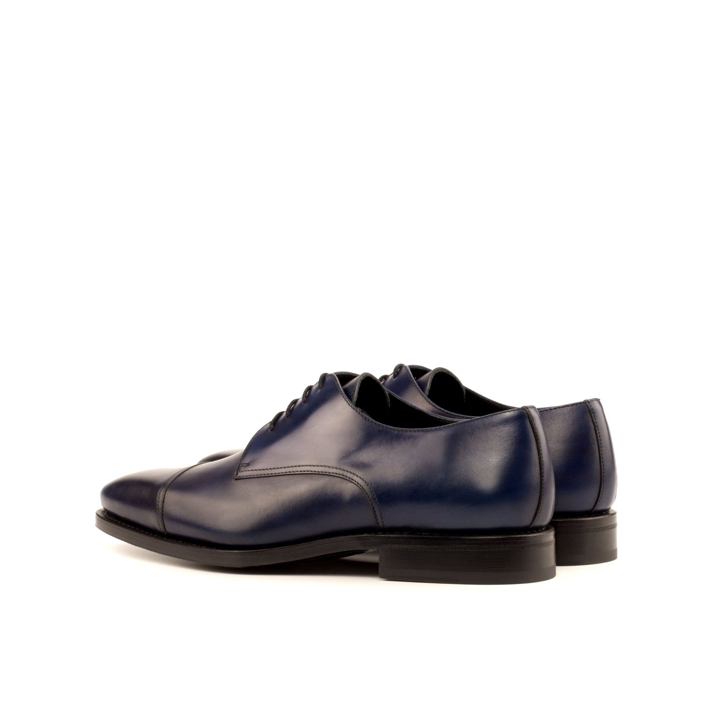 Derby in Navy Painted Box Calf, rear three-quarter view
