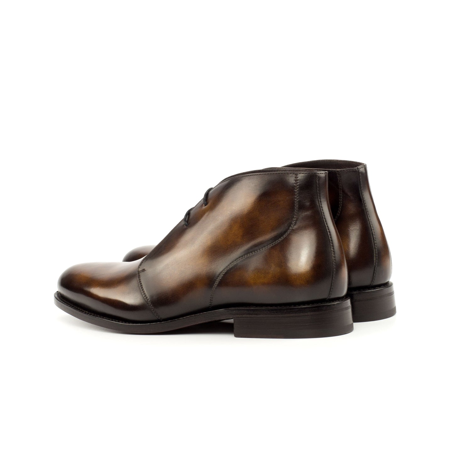 Chukka Boot in Tobacco Museum Patina Box Calf, rear three-quarter view