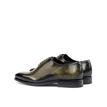 Wholecut Oxford in Green Museum Patina Box Calf, rear three-quarter view