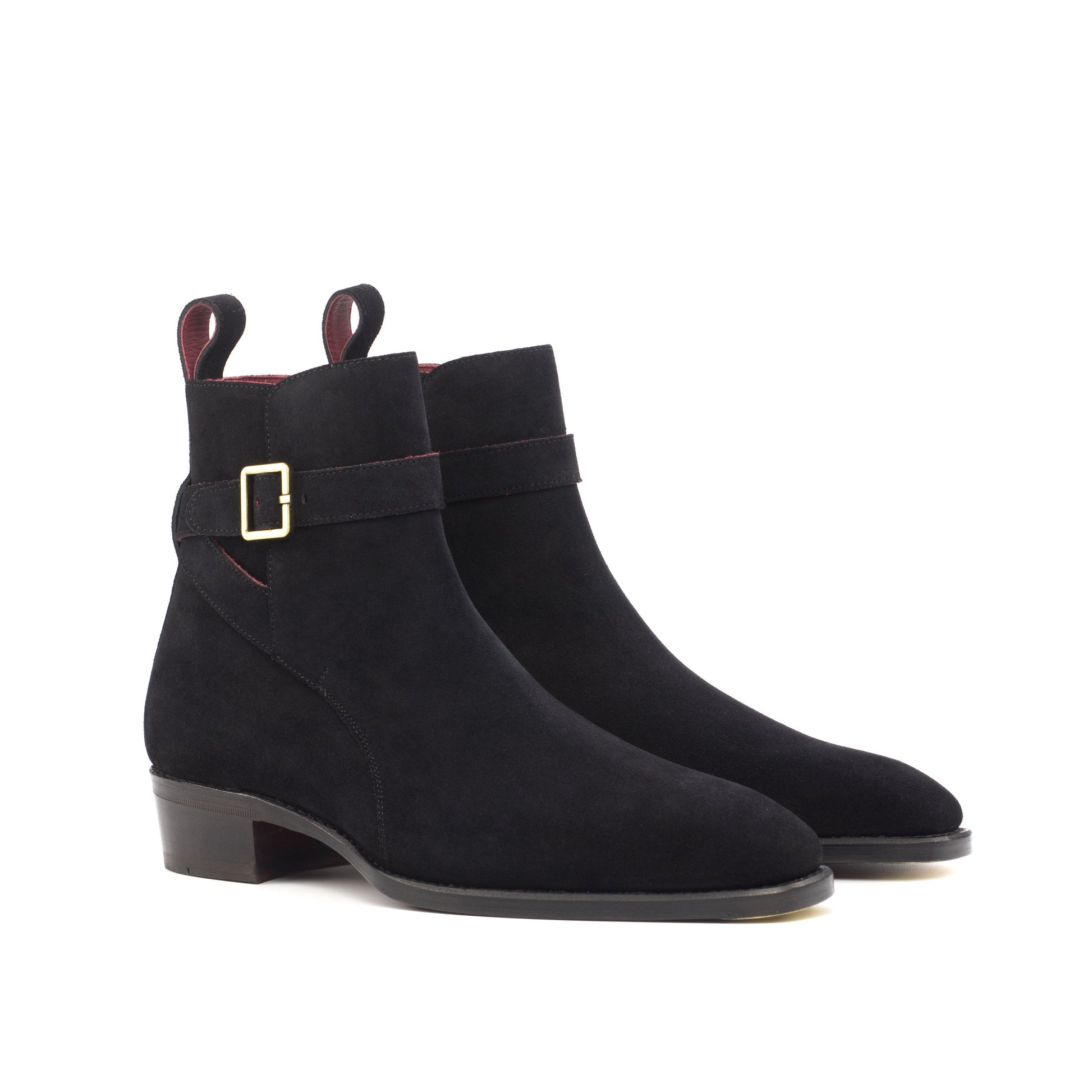 Jodhpur Boot in Black Lux Suede, front three-quarter view