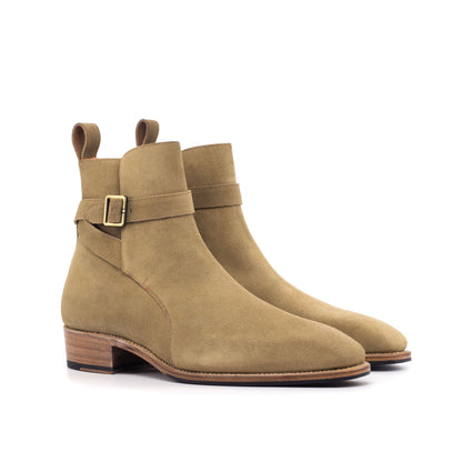 Jodhpur Boot in Camel Lux Suede, front three-quarter view
